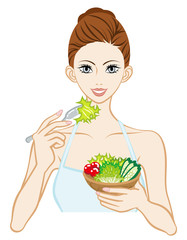 Woman Eating a Salad