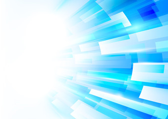Fototapeta premium Abstract blue and white rectangles motion technology digital hi tech concept background