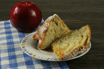 Нomemade Apple Pie. Apple and Slice of delicious fresh baked homemade Apple Pie