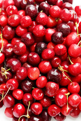 Ripe and fresh cherries background, close up