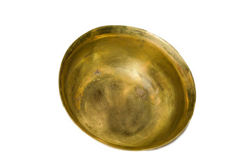 Old copper basin for jam, vintage style isolate on white background