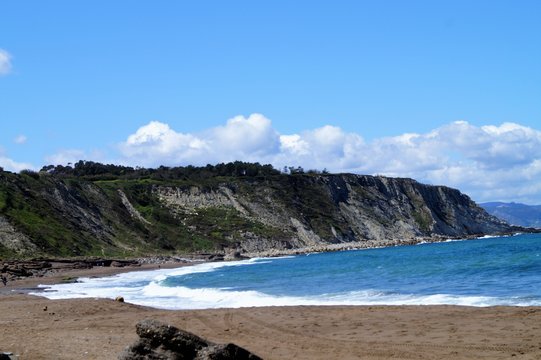 Azkorri beach, in Gecho, a sunny day 