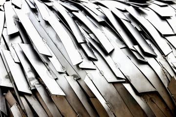 abstract composition of metal discs messy