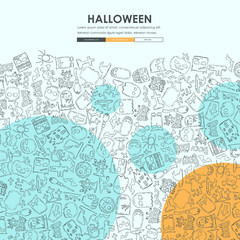 Fototapeta na wymiar Halloween Doodle Website Template Design