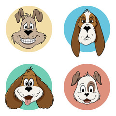 Illustration of some cartoon dog avatar icons