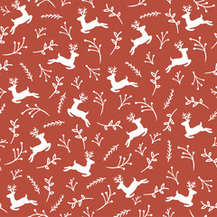 Reindeer Floral Seamless Pattern
