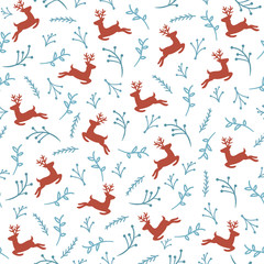 Reindeer Floral Seamless Pattern
