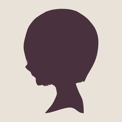 Little Girl Profile Silhouette. Vector Illustration. Cute adolescent girl portrait. Short hair