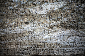 Ancient Alphabets on Marble Background