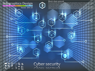 Cyber security infographic design vector and icons can be used for workflow layout, diagram, annual report, web design. Business concept with options, steps or processes