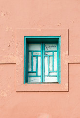 Arabic style windows in Marrakesh. Front elevation architecture