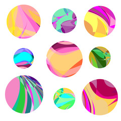 Abstract Set of round colorful geometric elements isolated on white background for logo design.