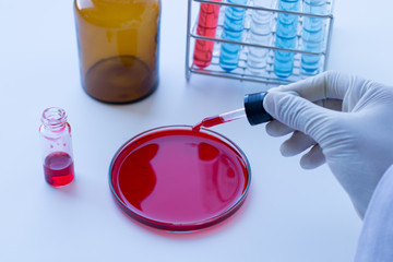 Background of Blood test and experimental in laboratory