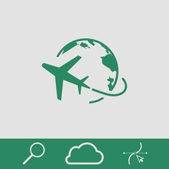 Plane Globe Icon stock vector illustration flat design
