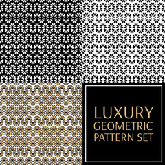 Set of modern pattern vector seamless. Floral geometric luxury collection background. Flower abstract ornament.