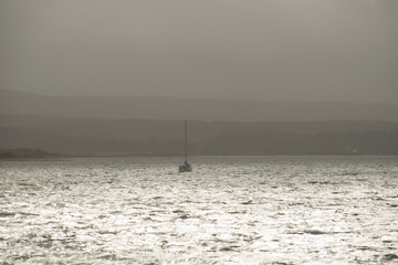 Yacht in solent Dorset Coast