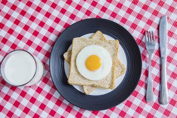 Fried egg on white bread