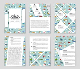 Naklejka premium Abstract vector layout background set. For art template design, list, page, mockup brochure theme style, banner, idea, cover, booklet, print, flyer, book, blank, card, ad, sign, sheet,, a4.