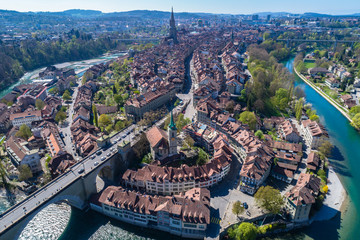 Aerial view of Bern old town - obrazy, fototapety, plakaty