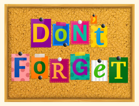 Don't forget text from magazine letters pinned to a cork notice board with push pins. Vector.