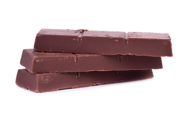 Chocolate bars stack isolated on white background