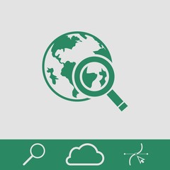 globe search  icon stock vector illustration flat design