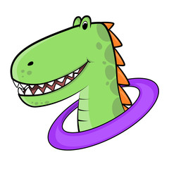 Cartoon dinosaur head popping out of a ring