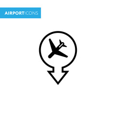 Vector icon, airport icon. Takeoff and landing of the aircraft.