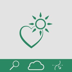 heart and the sun icon stock vector illustration flat design