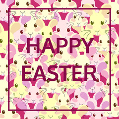 happy easter with rabbits background, greeting card vector illustration