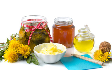 Dandelion natural products collection with notebook © creativefamily