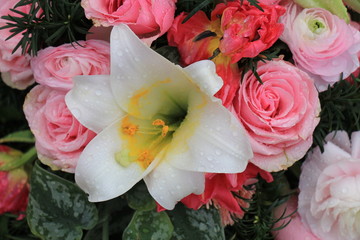 Pink floral wedding flowers