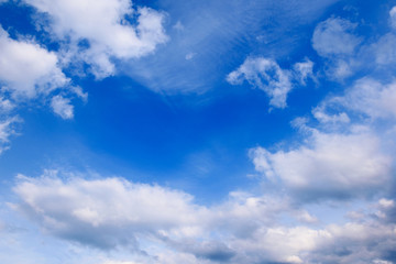 Beautiful blue sky with white fluffy clouds
