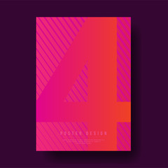 Abstract Number 4 Text with Geometric Line Cover Design layout for banners, wallpaper, flyers, invitation, posters, brochure, voucher discount - Vector illustration template