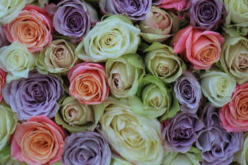 Obraz na płótnie Canvas Mixed pastel roses for a wedding