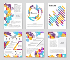 Fototapeta premium Abstract vector layout background set. For art template design, list, front page, mockup brochure theme style, banner, idea, cover, booklet, print, flyer, book, blank, card, ad, sign, sheet,, a4