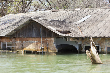 Flooded resort at Lake Baringo in Kenya.