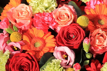 orange and red wedding flowers