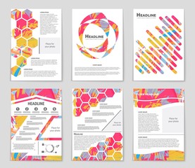 Obraz premium Abstract vector layout background set. For art template design, list, front page, mockup brochure theme style, banner, idea, cover, booklet, print, flyer, book, blank, card, ad, sign, sheet,, a4.