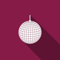 Disco ball flat icon with long shadow. Vector Illustration