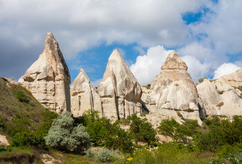 Fototapeta premium Beautiful Love valley in Goreme village, Cappadocia, Turkey in summertime.