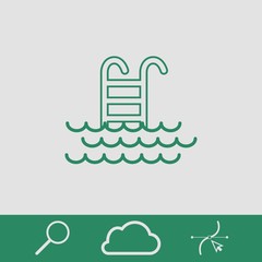 Naklejka premium Pool isolated minimal single flat linear icon Ladder line vector icon for websites and mobile minimalistic flat design