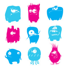 Set of cartoon funny monsters