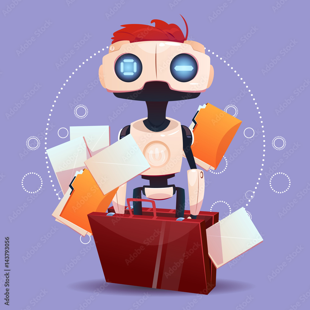 Poster free chat bot, robot virtual assistance element of website or mobile applications, artificial intell
