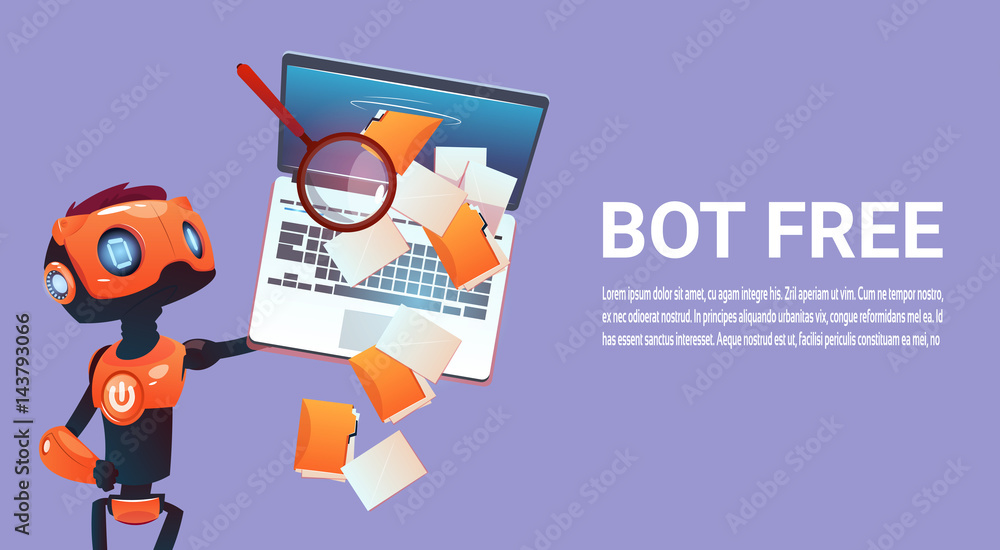 Poster free chat bot, robot virtual assistance element of website or mobile applications, artificial intell