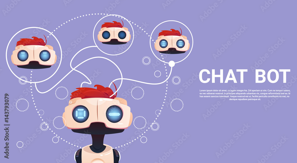 Poster free chat bot, robot virtual assistance element of website or mobile applications, artificial intell