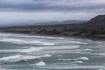 Huge waves on Muriwai Beach, New Zealand