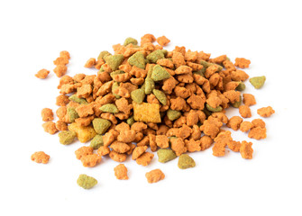 Dog food on white background