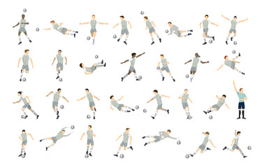 Soccer player set. Isolated illustrations on white background.