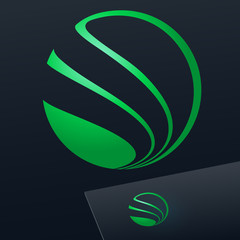 Abstract vector sign in sphere shape. Logotype for Ecology, Pharmacy and Medicine activity